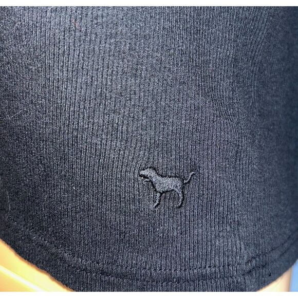 PINK Victoria's Secret Black Ribbed Cropped T-shirt size XS E99 - Picture 5 of 8